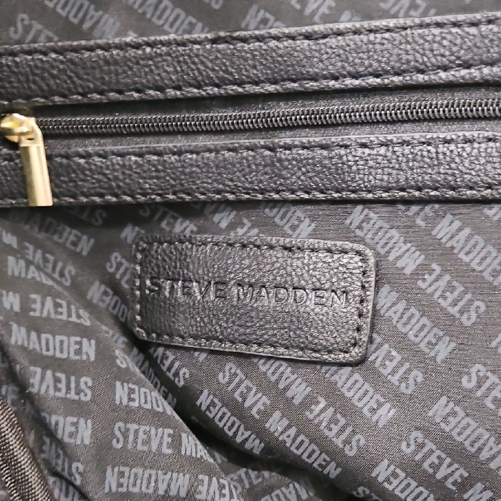 Steve Madden Leather Black and Tan Women's Backpack - Picture 3 of 12